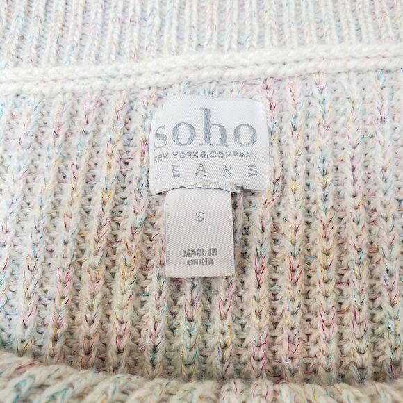 SOHO NY Rainbow Metallic Boatneck Knit Sweater Size S - Picture 3 of 7